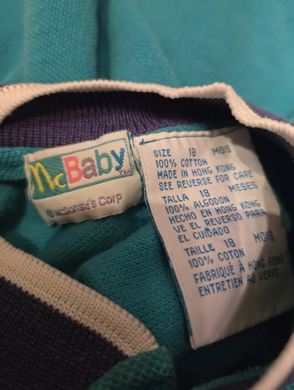 Vintage 1990s McKids McBaby Turquoise Blue 2pc Shirt & Shorts Set
